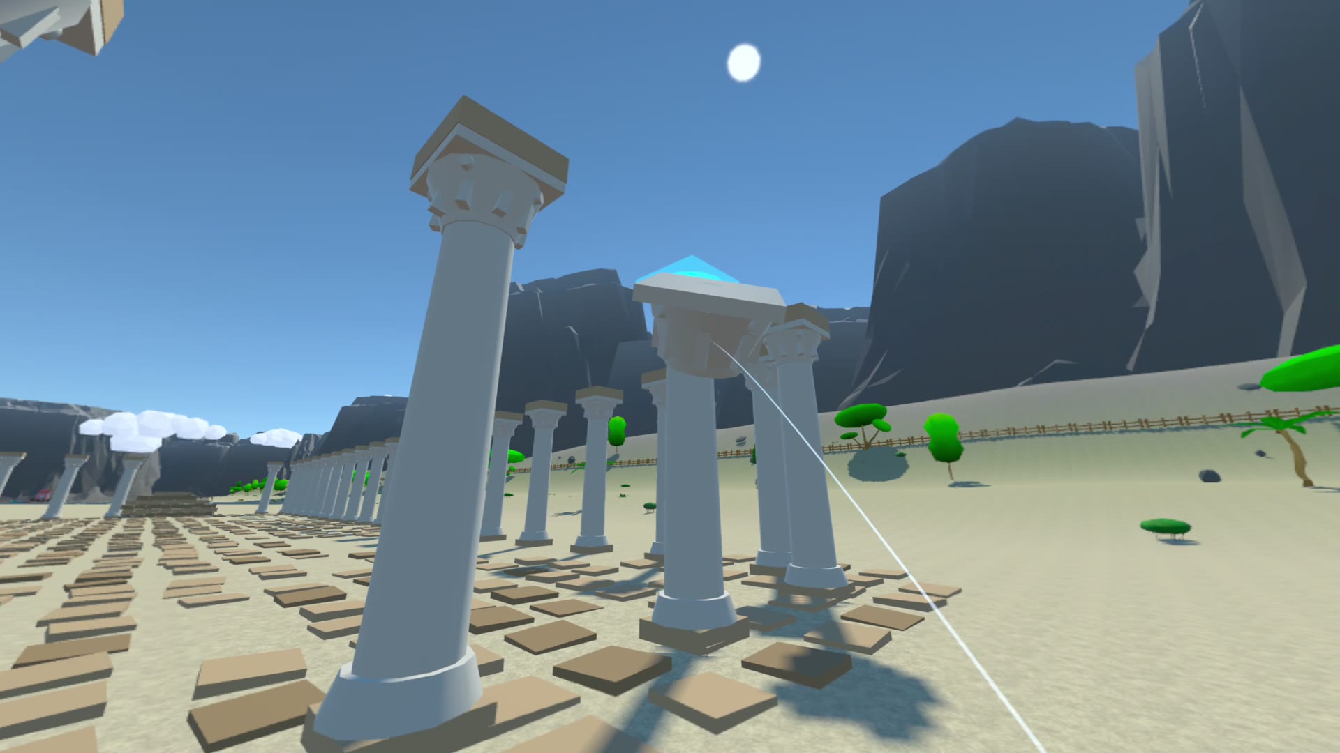 Bolonia — the Roman colonnade of Baelo Claudia, a glowing marker where a column piece belongs.